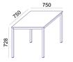 Általános asztal fémlábbal, 75x75 cm, MAYAH 